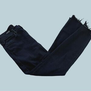 Mother Jeans The Stunner Zip Two Step Fray Holding Hands Navy Wash